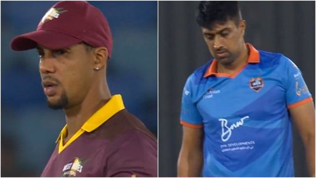 Former Mumbai Indians batter whacks India leg-spinner for 34 runs in an over week after his hat-trick; watch viral video Lendl Simmons after hitting Rahul Sharma for 34 runs in an over.