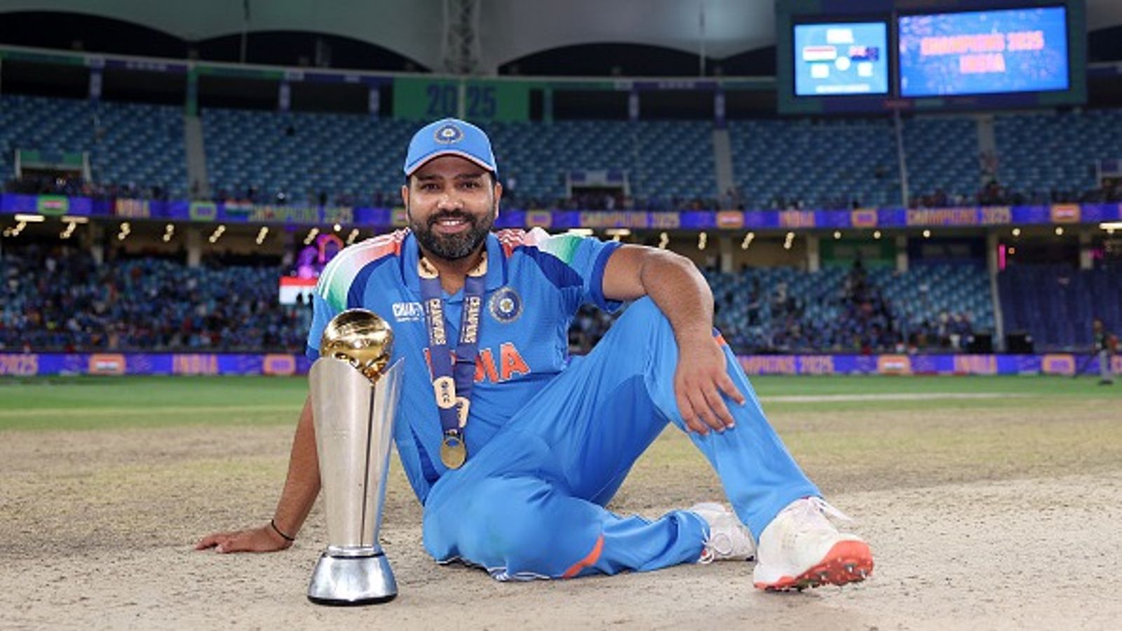 'Not our home ground but...': Rohit Sharma's big words after India win Champions Trophy title with 4-wicket win over NZ in final India captain Rohit Sharma poses for a photo with the ICC Champions Trophy after winning the ICC Champions Trophy 2025