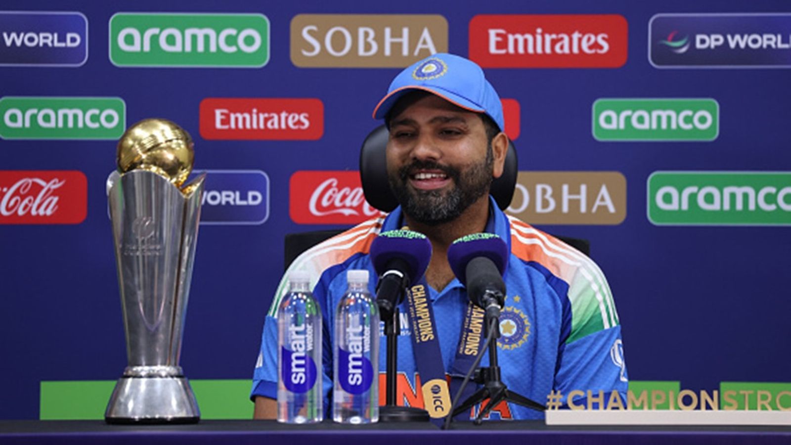 'Isme koi kami nahi hai... itna wo lagta hai ye jeetne ke liye': Rohit Sharma explains importance of winning Champions Trophy after losing ODI World Cup final in his typical style Rohit Sharma of India speaks to the media after winning the ICC Champions Trophy 2025 Final between India and New Zealand at Dubai International Stadium on March 09, 2025 in Dubai, United Arab Emirates.
