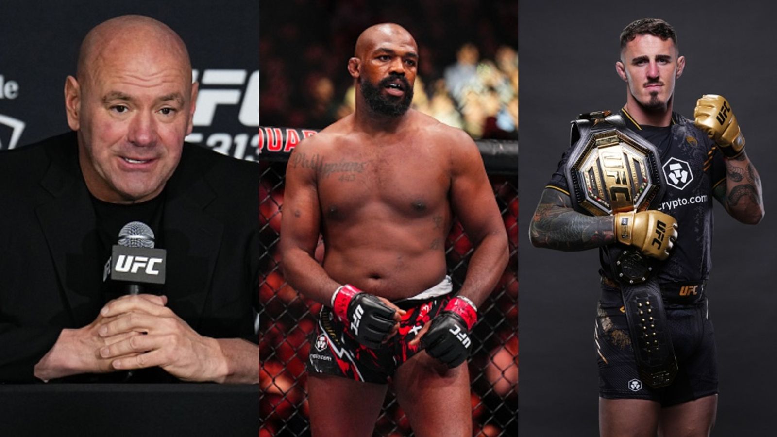 UFC CEO Dana White Provides Massive Update on Potential Jon Jones vs Tom Aspinall Heavyweight Title Fight Dana White Jon Jones and Tom Aspinall in the frame (via Getty)