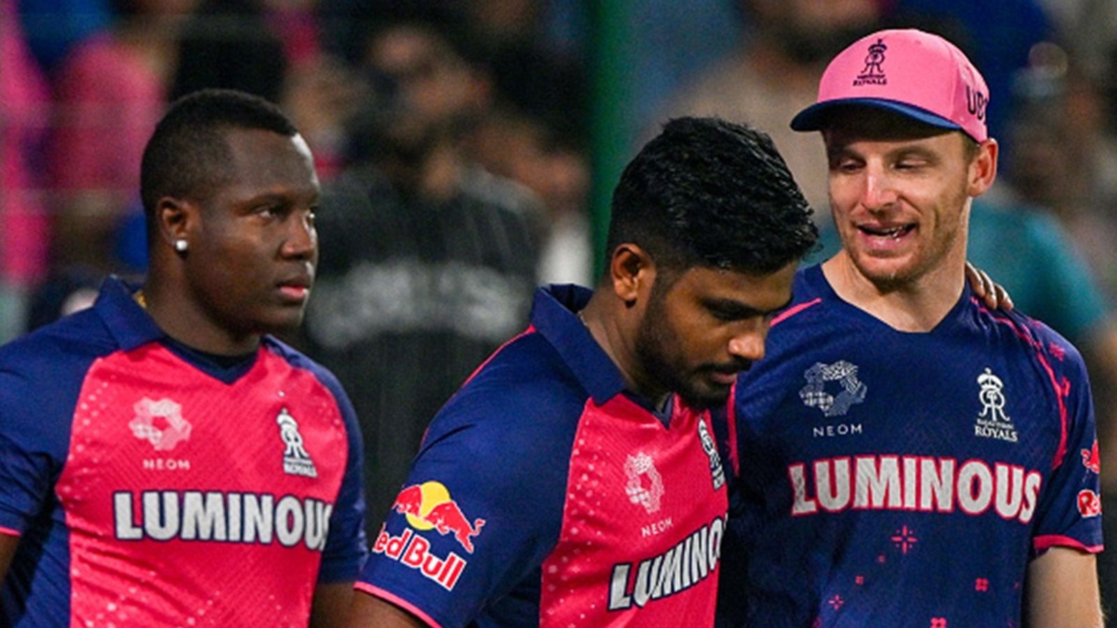 'I told him over dinner that I was still not over it': Sanju Samson suggests one 'rule change' as he opens up on 'elder brother' Jos Buttler's exit from Rajasthan Royals Rajasthan Royals' captain Sanju Samson (C) speaks with teammate Jos Buttler (R) at the end of the Indian Premier League (IPL) match against Delhi Capitals at the Arun Jaitley Stadium in New Delhi on May 7, 2024.