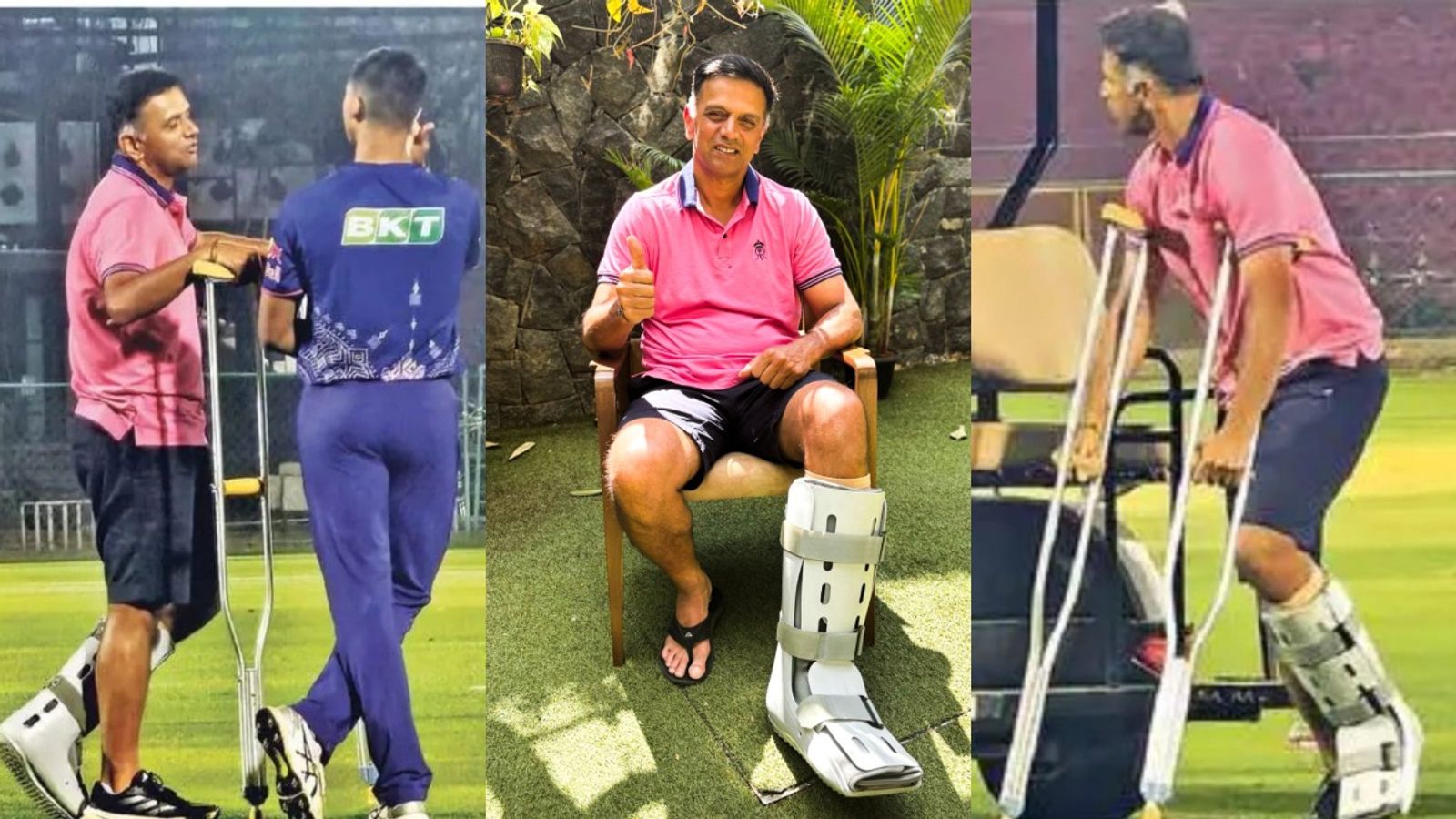 'Even the strongest defenses need maintenance': Netizens react as Rahul Dravid spotted wearing pneumatic walking boot during RR preparation camp, WATCH VIDEO Rahul Dravid
