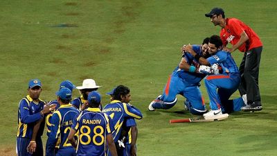 Big setback for Team India, key staff member set to resign following Champions Trophy title glory File Photo: Former India's star all-rounder Yuvraj Singh, and batting juggernaut Virat Kohli and Dr Nitin Patel (R) celebrate as Sri Lanka players watch on during one of the ODI World Cup 2011 matches