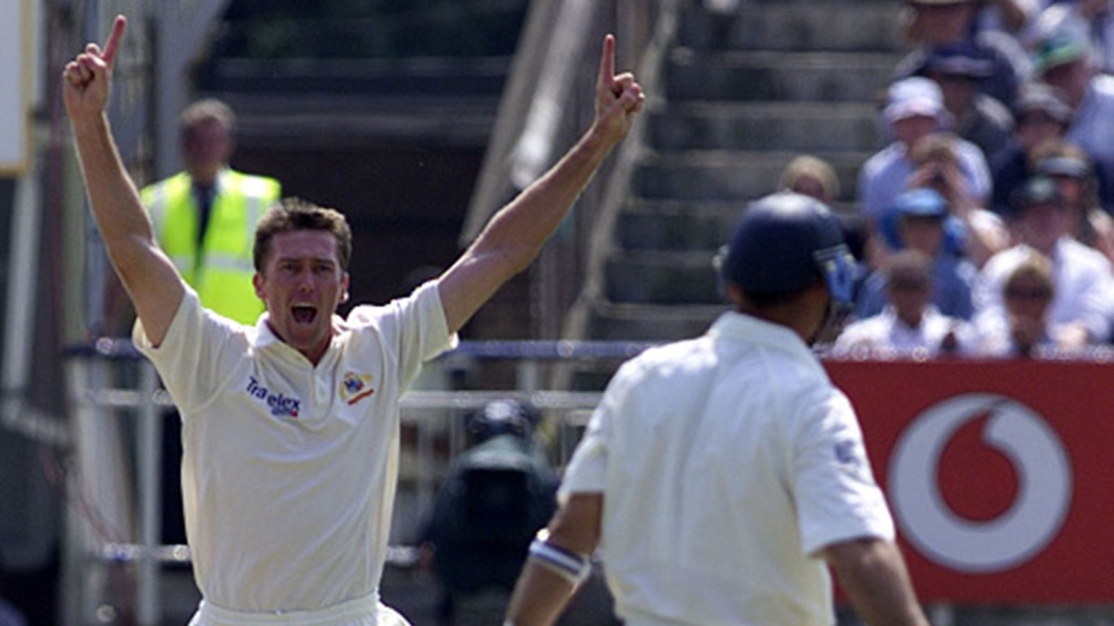 Glenn McGrath puts an end to India's 'Dubai advantage' narrative started by former England captains, says 'India doesn't travel to Pakistan anymore. There was only...' Glenn McGrath of Australia celebrates the wicket of Nasser Hussain of England during the opening day of the Ashes first Test match at Edgbaston, Birmingham.