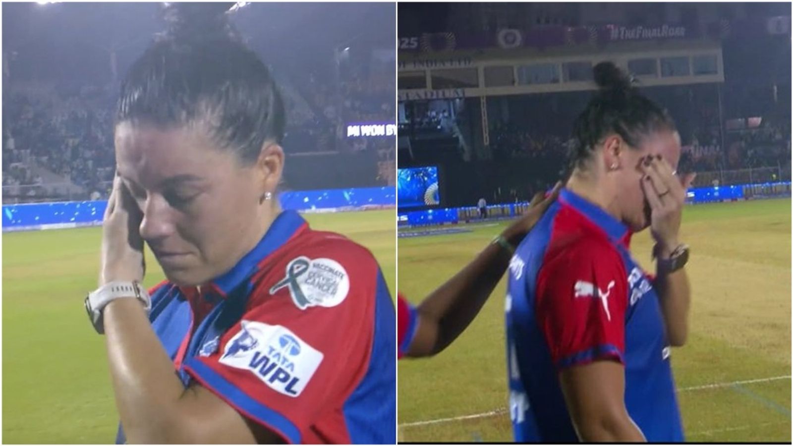 Marizanne Kapp breaks down in tears as her 2 for 11 and 26-ball 40 could not lead Delhi Capitals to their maiden WPL title Marizanne Kapp gets emotional after WPL 2025 final loss.