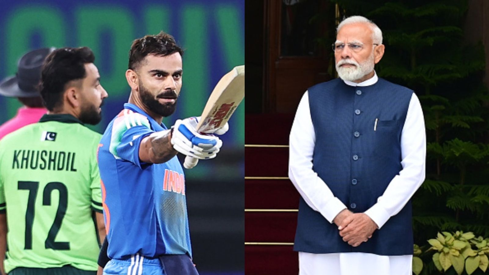 'India, Pakistan played a match and the result revealed...': PM Narendra Modi takes indirect dig at Pakistan after team's poor show in Champions Trophy 2025 PM Modi along with Virat Kohli and Khushdil Shah