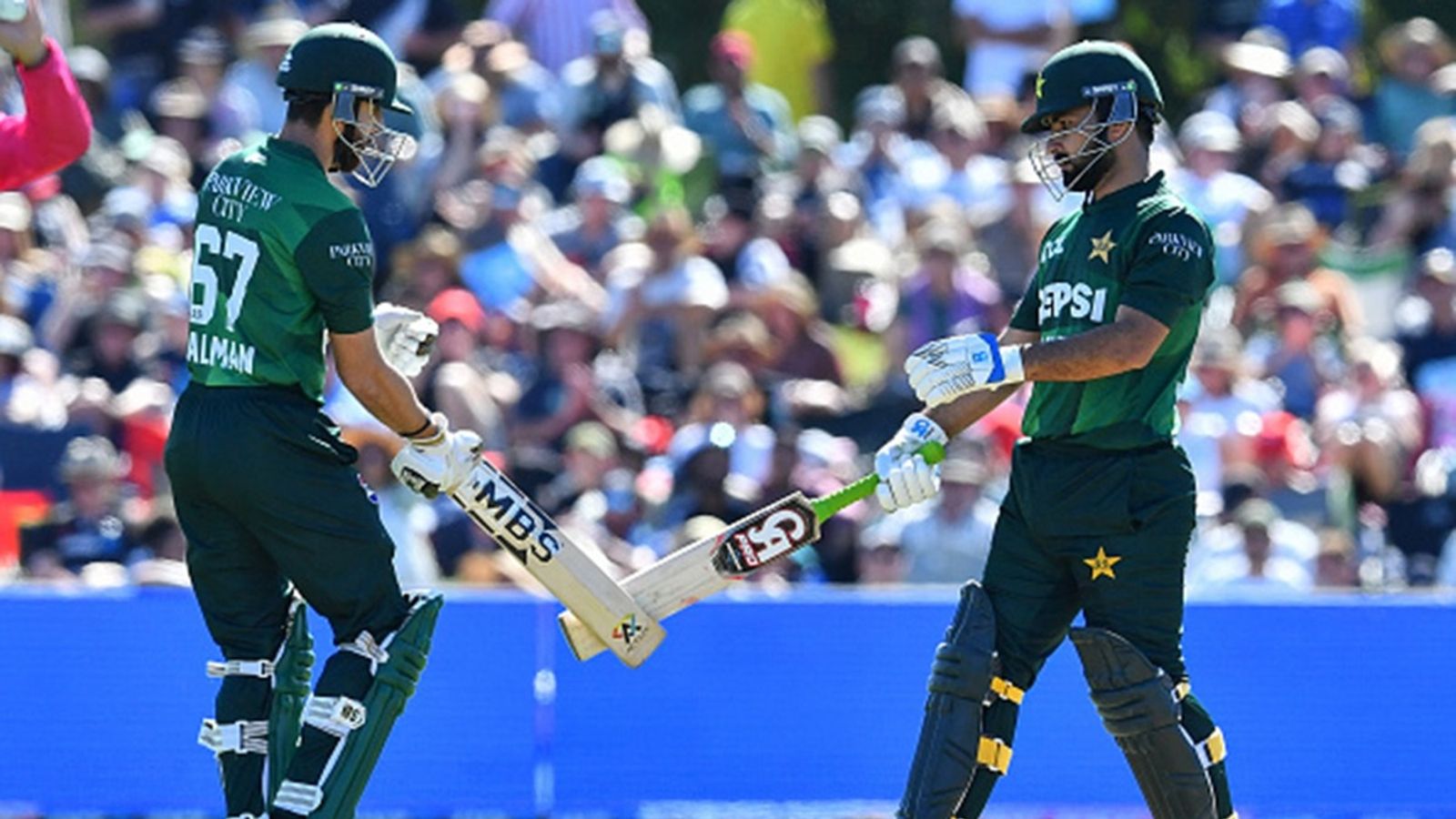ICC slaps Pakistan's star player with hefty fine and three demerit points for running into New Zealand bowler Pakistan's Khushdil Shah (R) and Salman Agha react during the first T20I against New Zealand at Hagley Oval in Christchurch on March 16, 2025.