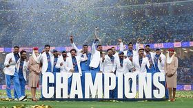 India lift the ICC Champions Trophy during the ICC Champions Trophy Final match between India and New Zealand at Dubai International Stadium India lift the ICC Champions Trophy during the ICC Champions Trophy Final match between India and New Zealand at Dubai International Stadium