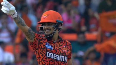 Ishan Kishan runs riot with bat, cracks first century of IPL 2025 vs RR to help SRH clock 2nd highest total in tournament's history SRH's star batter Ishan Kishan in frame
