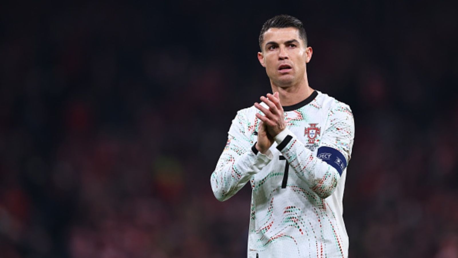 Cristiano Ronaldo reacts as Manchester United star mimics his iconic celebration Cristiano Ronaldo in the frame (via Getty)