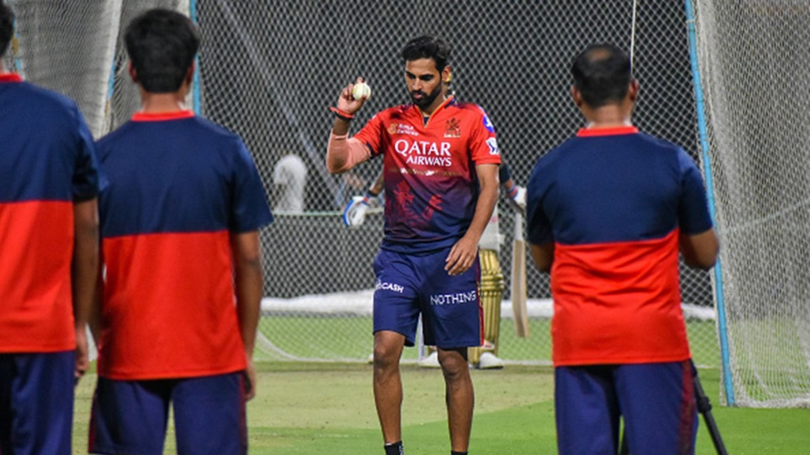 RCB provide crucial update on Bhuvneshwar Kumar's fitness days ahead of CSK clash, say 'Bhuvi will be swinging back...' Bhuvneshwar Kumar participates in a practice session of Royal Challengers Bangalore at Eden Gardens in Kolkata, India, on March 20, 2025.