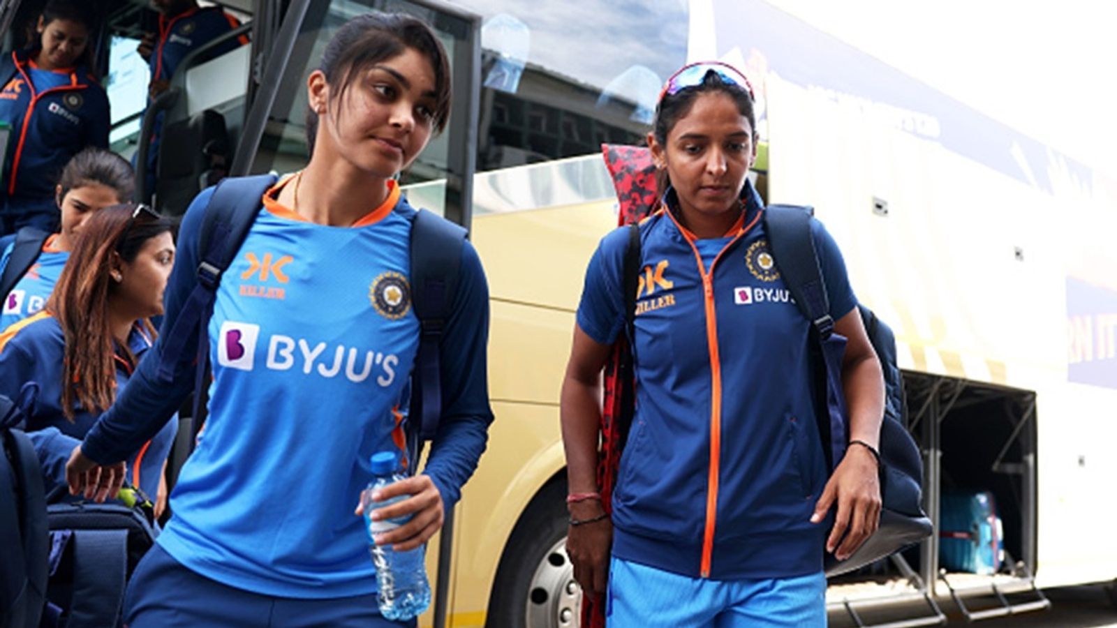 BCCI announces annual central contract list for women cricketers, no place for Harleen Deol in list of 16 players Harleen Deol and Harmanpreet Kaur of India arrive ahead of the ICC Women's T20 World Cup group B match between India and Ireland at St George's Park on February 20, 2023 in Gqeberha, South Africa.