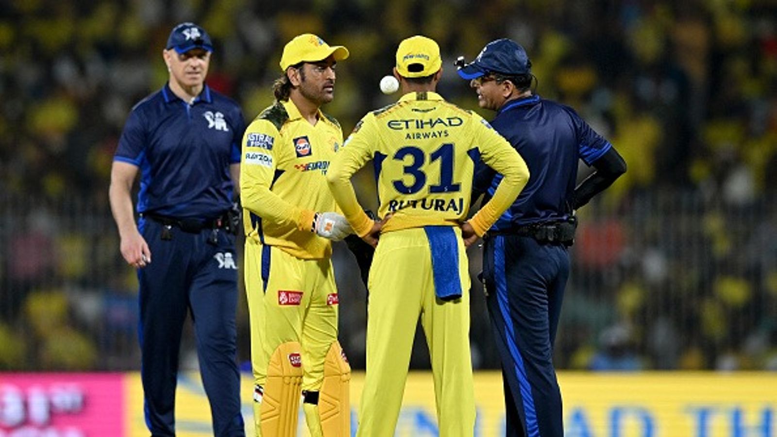 'If I give you advice, it doesn't mean you have to follow...': MS Dhoni reveals his conversation with Ruturaj Gaikwad after CSK's four-wicket win against MI MS Dhoni (2L) and captain Ruturaj Gaikwad (2R) inspect the ball during the Indian Premier League (IPL) Twenty20 cricket match between Chennai Super Kings and Gujarat Titans at the MA Chidambaram Stadium in Chennai