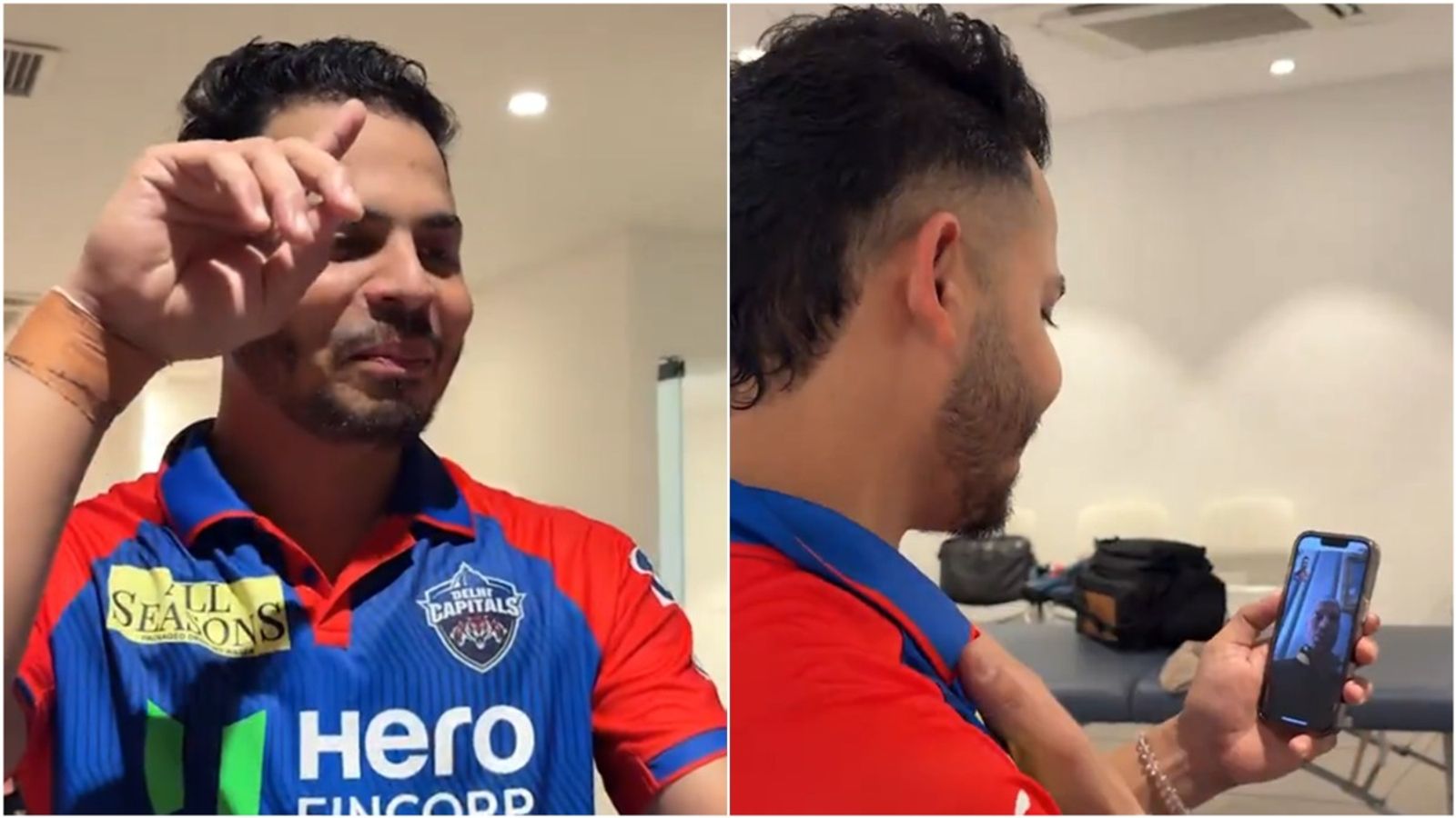 Ashutosh Sharma video-calls former Punjab Kings captain Shikhar Dhawan in Delhi Capitals' dressing room after dedicating match-winning fifty to him; watch viral video Ashutosh Sharma video-calls former Punjab Kings captain Shikhar Dhawan in Delhi Capitals' dressing room after dedicating match-winning fifty to him; watch viral video