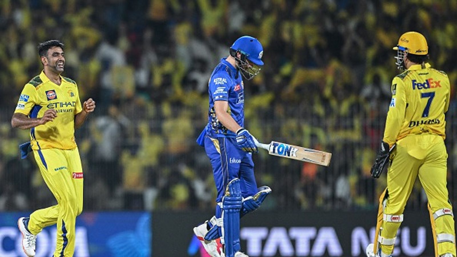'IPL bowlers will soon need personal psychologists...': CSK superstar's big statement on bowlers' plight amidst batter-friendly pitches in T20 cricket Chennai Super Kings' Ravichandran Ashwin (L) celebrates with his teammate MS Dhoni (R) after taking the wicket of Mumbai Indians' Will Jacks (C) during IPL 2025 match