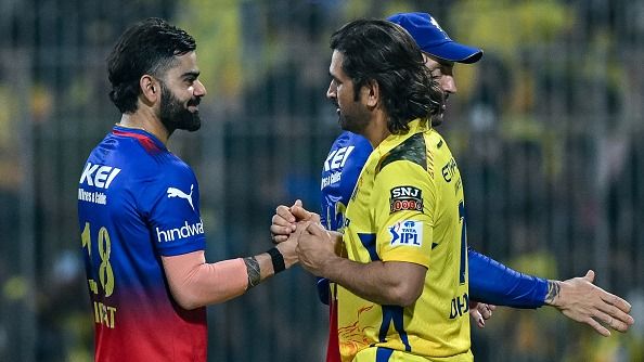 'In the end, we need someone like RCB in IPL...': Ex-CSK stars brutally troll RCB for trophy drought, Watch Video Royal Challengers Bangalore's Virat Kohli greets Chennai Super Kings' MS Dhoni