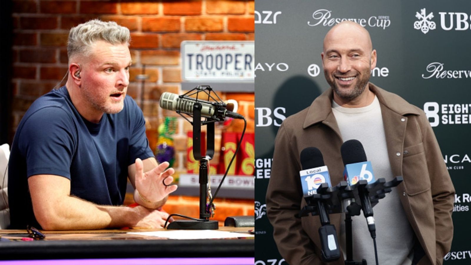 Explore how broadcaster feud blocked Derek Jeter's Pat McAfee Show appearance Pat McAfee and Derek Jeter in the frame (via Getty)