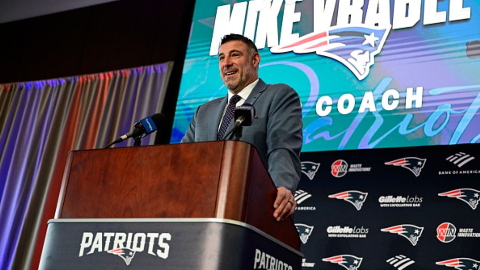 Mike Vrabel Confident in Patriots' Offseason Moves says, 'Something that's critical in a 90-man roster is that there's competition throughout the roster' Mike Vrabel Confident in Patriots' Offseason Moves says, 'Something that's critical in a 90-man roster is that there's competition throughout the roster'