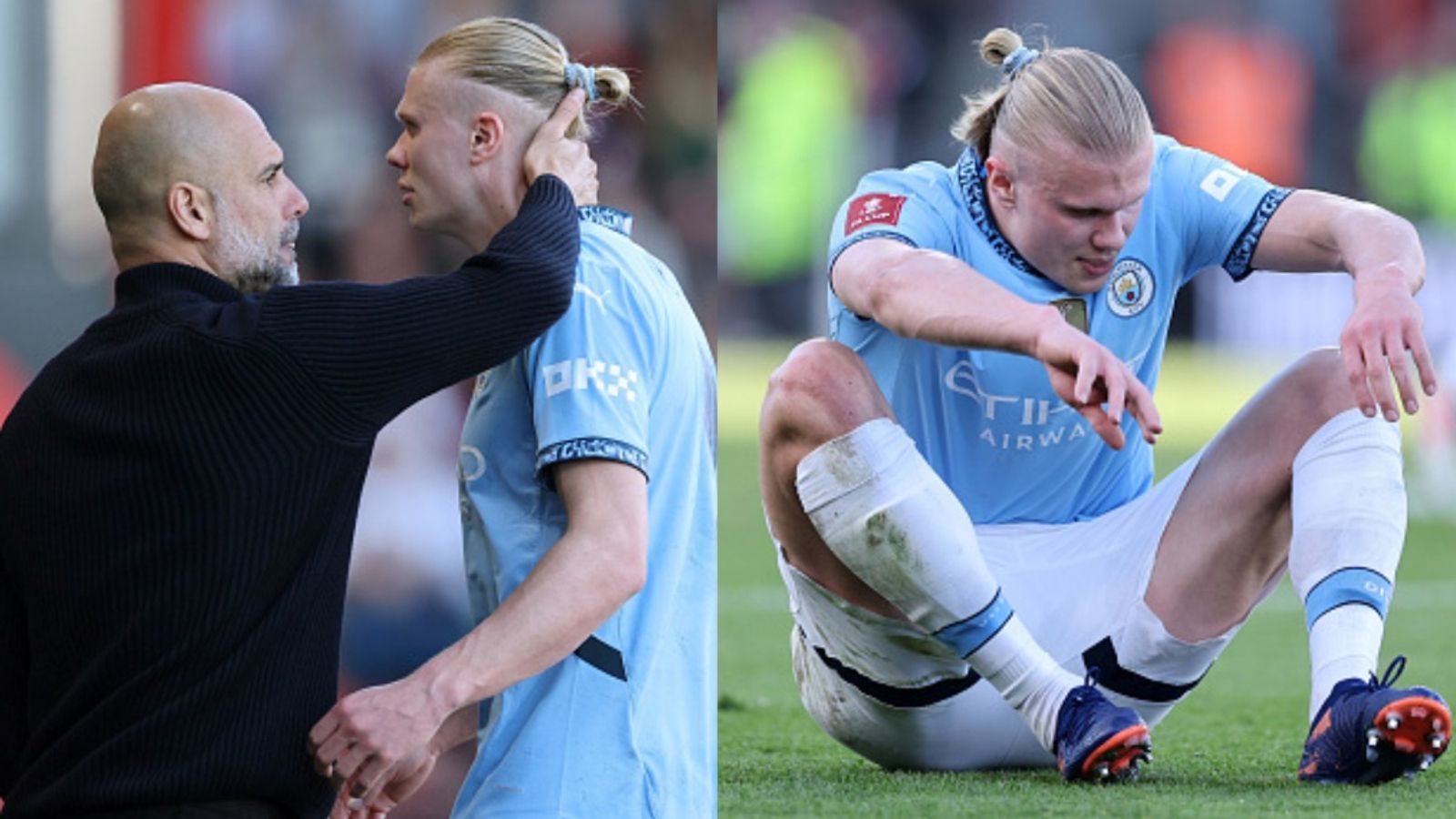 Pep Guardiola on Erling Haaland injury - Pep Guardiola gives Erling Haaland fitness update after FA Cup quarter-final early exit against Bournemouth - SportsTak