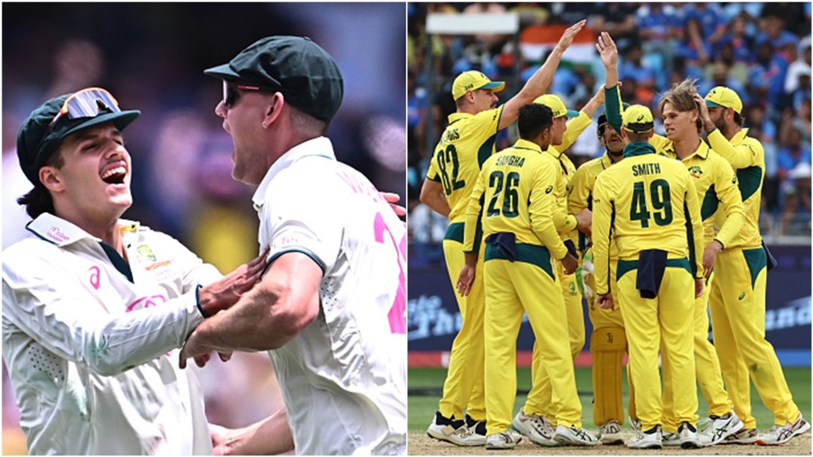 Cricket Australia announces 2025-26 contract list of 23 players, two BGT heroes in but no place for 7 players from Champions Trophy 2025 squad Sam Konstas, Beau Webster celebrate a wicket; Cooper Connolly celebrates a wicket during ICC Champions Trophy 2025 semifinal against India.