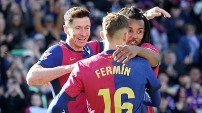 Atletico Madrid vs FC Barcelona Live Streaming: How to watch the Copa del Rey semifinal game in India, USA, UK, Spain, Saudi Arabia, and Australia? Robert Lewandowski celebrates a goal during the match between FC Barcelona and Girona FC, corresponding to week 29 of LaLiga EA Sports, at the Lluis Companys Stadium in Barcelona