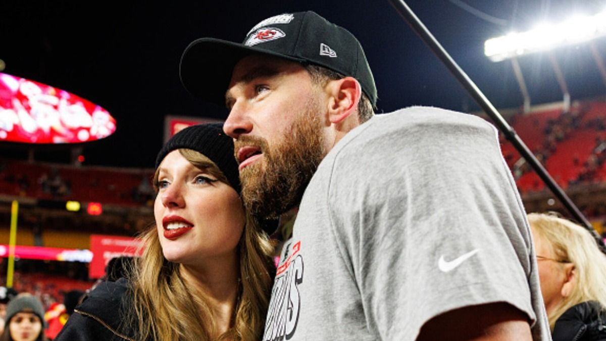 Taylor Swift and Travis Kelce in the frame