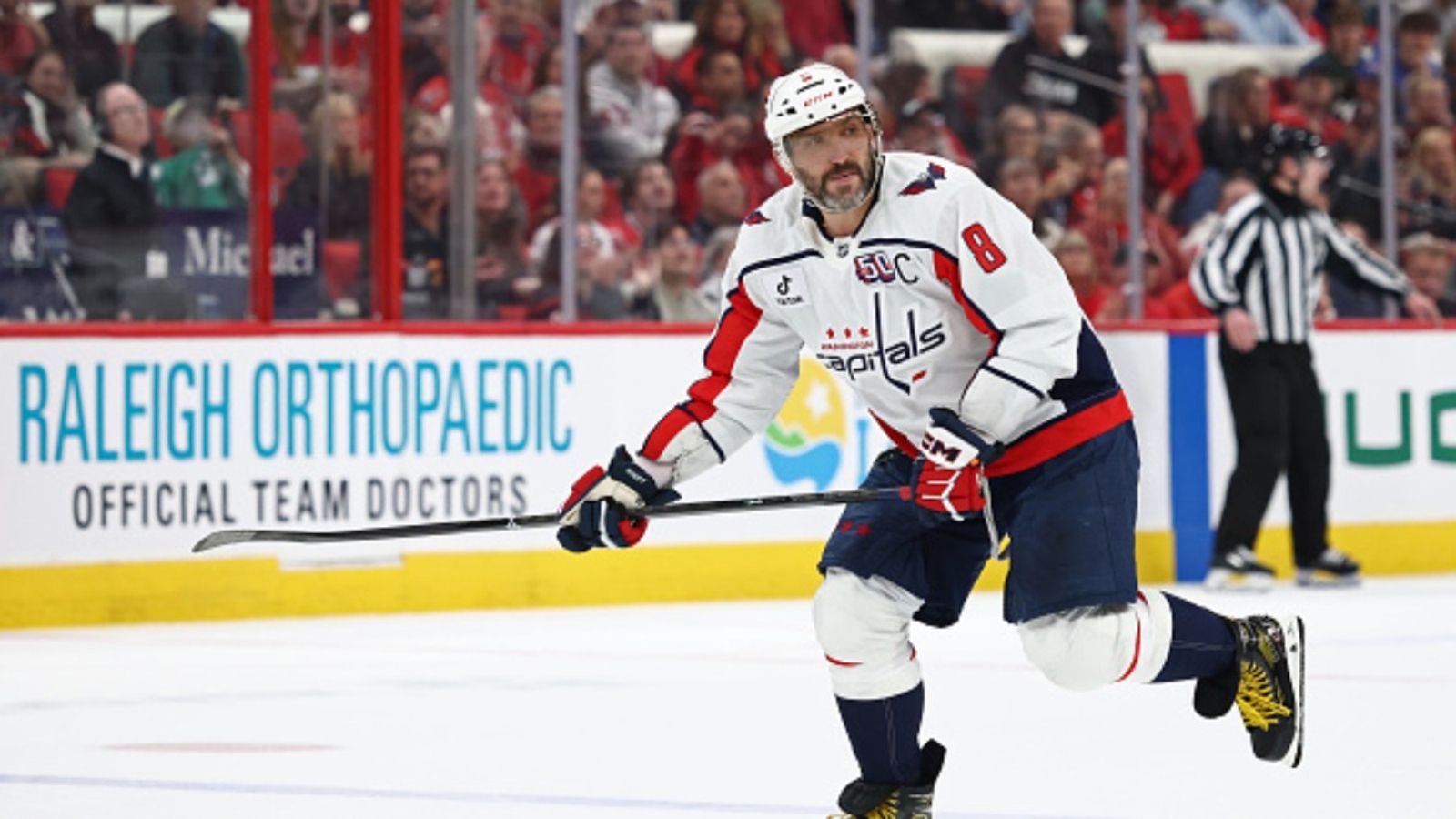 How many goals does Alex Ovechkin need to pass Wayne Gretzky as NHL's all-time scorer and When does he play next? Alex Ovechkin in the frame