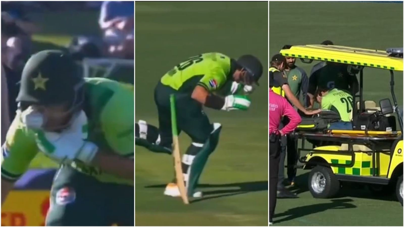 Imam-ul-Haq taken off the field in ambulance as fielder's throw hits his jaw, watch video Imam-ul-Haq taken off the field in ambulance as fielder's throw hits his jaw, watch video