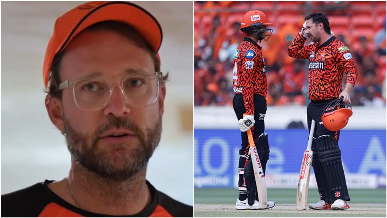 'They haven't been able to execute it': SRH coach Vettori's message to 'Travishek' & Kishan after 4th straight loss SRH head coach Daniel Vettori in the dressing room; Abhishek Sharma and Travis Head in action.