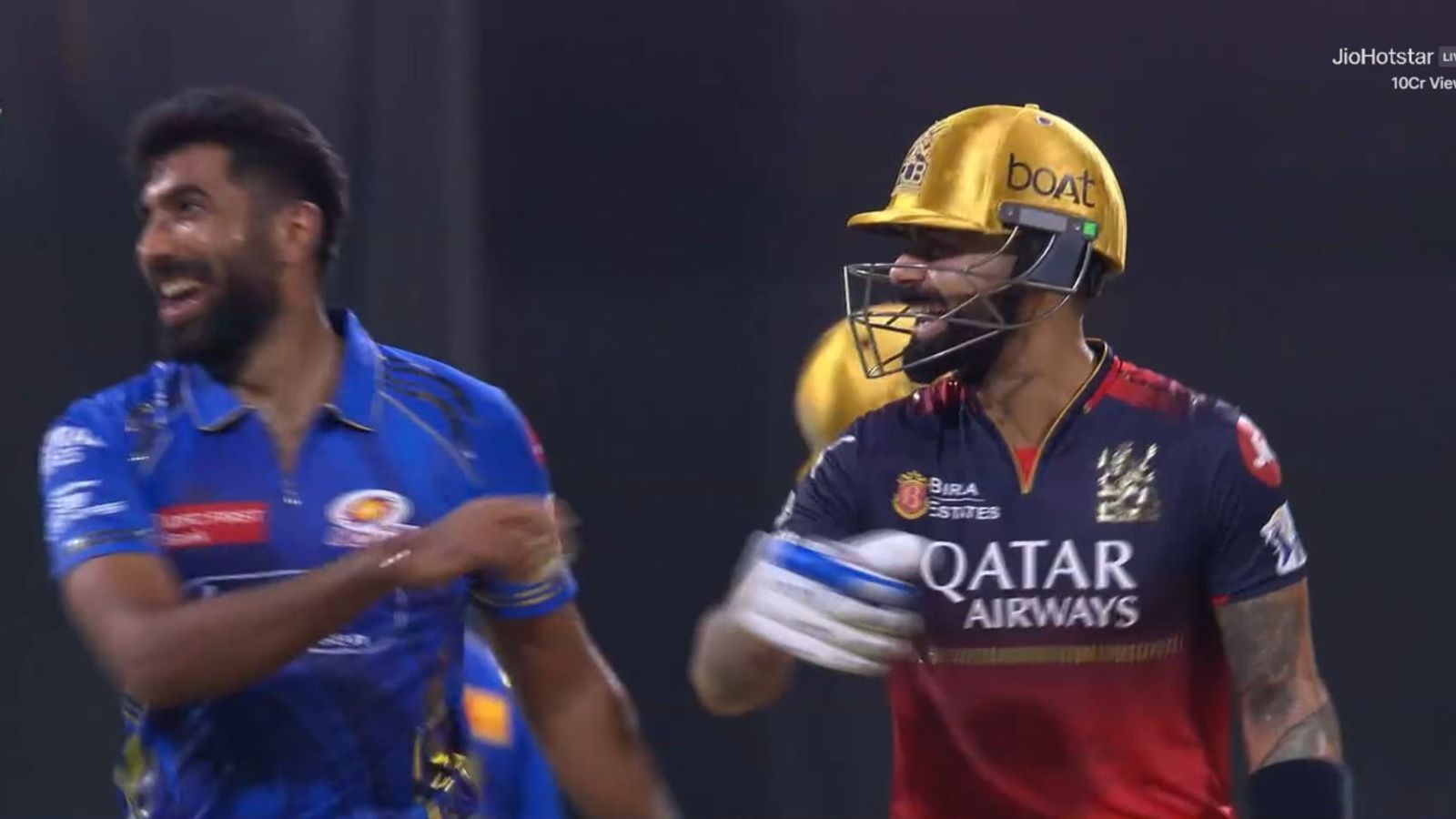 Virat Kohli and Jasprit Bumrah's hilarious banter sets bromance goals, both stars jokingly shoulder pushes each other Virat Kohli and Jasprit Bumrah shoulder bump each other jokingly