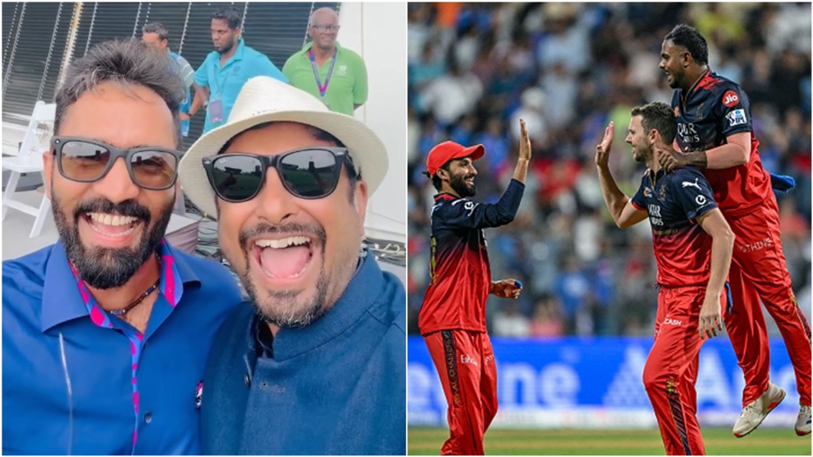 'Nobody else defeats them, it's them': Ambati Rayudu says 'ee sala cup RCB de' after Wankhede jinx ends Ambati Rayudu with RCB mentor and batting coach Dinesh Karthik; RCB players celebrate a wicket against Mumbai Indians.