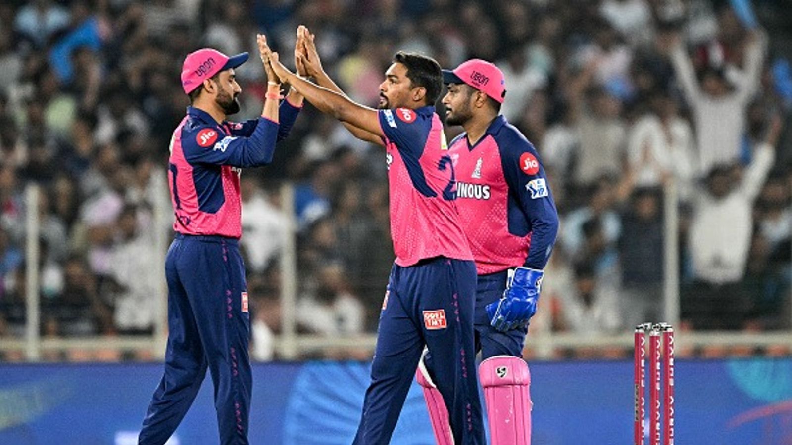 'They just left too many holes': CSK's IPL winning star slams RR for releasing 'big stars' ahead of mega auction Rajasthan Royals' Sandeep Sharma (C) celebrates with teammates after taking the wicket of Gujarat Titans' Sherfane Rutherford during the Indian Premier League (IPL) Twenty20 cricket match