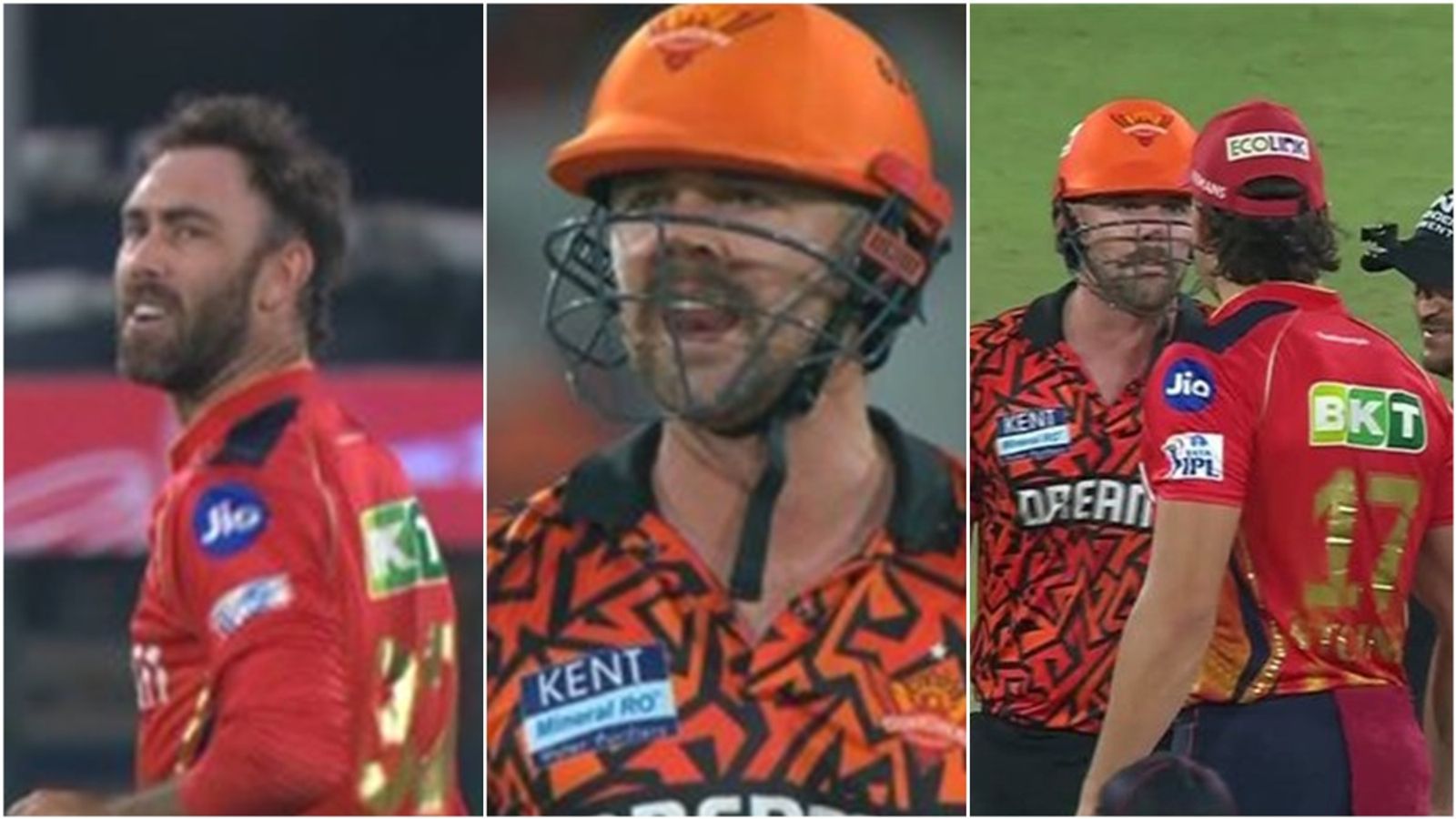Travis Head involved in heated exchange with Australian mates Glenn Maxwell and Marcus Stoinis, umpire intervenes; watch viral video SRH's Travis Head gets into heated exchange with Punjab Kings' Glenn Maxwell and Marcus Stoinis.