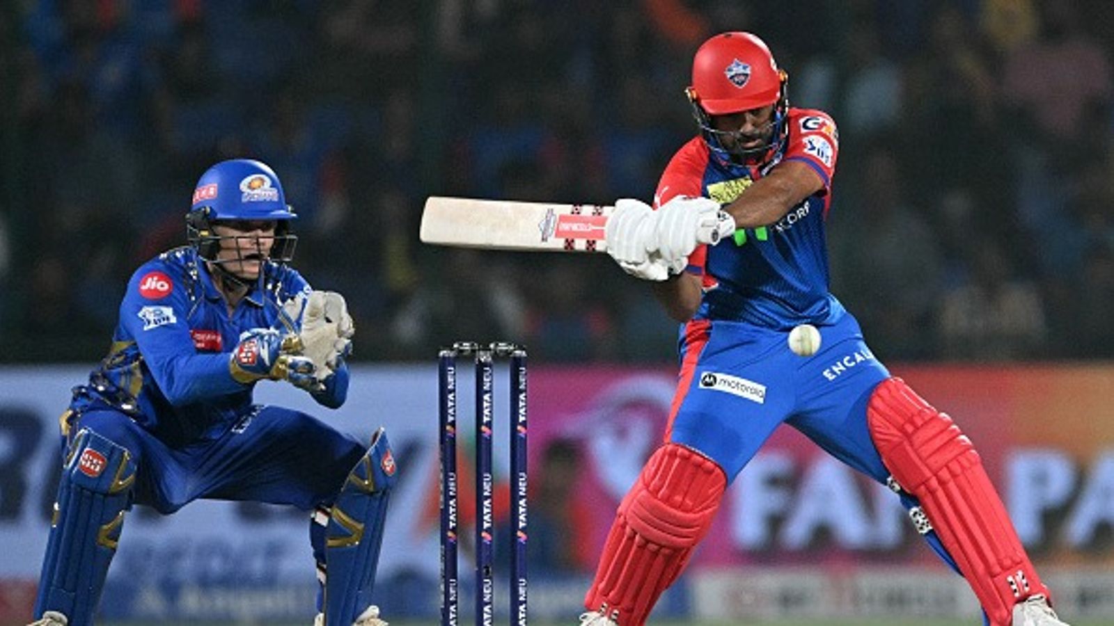 Karun Nair's 89-run knock in vain as hat trick of run-outs help Mumbai Indians pull off miraculous win against Delhi Capitals Karun Nair (R) plays a shot as Mumbai Indians' wicketkeeper Ryan Rickelton watches during the Indian Premier League (IPL) Twenty20 cricket match between Delhi Capitals and Mumbai Indians at the Arun Jaitley Stadium