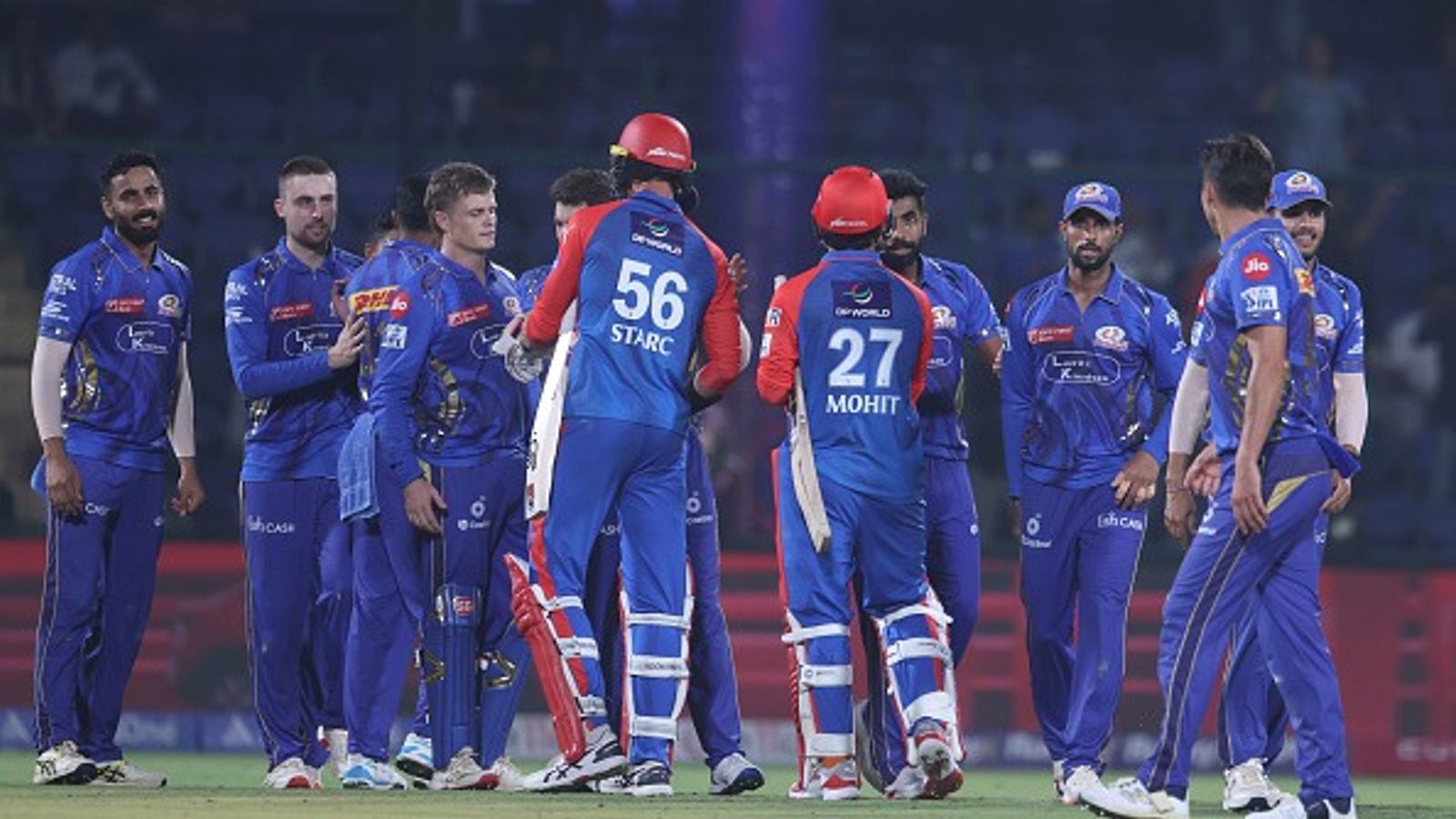 Delhi Capitals equals embarrassing record of RCB after home defeat against Mumbai Indians Mumbai Indians team members celebrate their team's win over Delhi Capitals