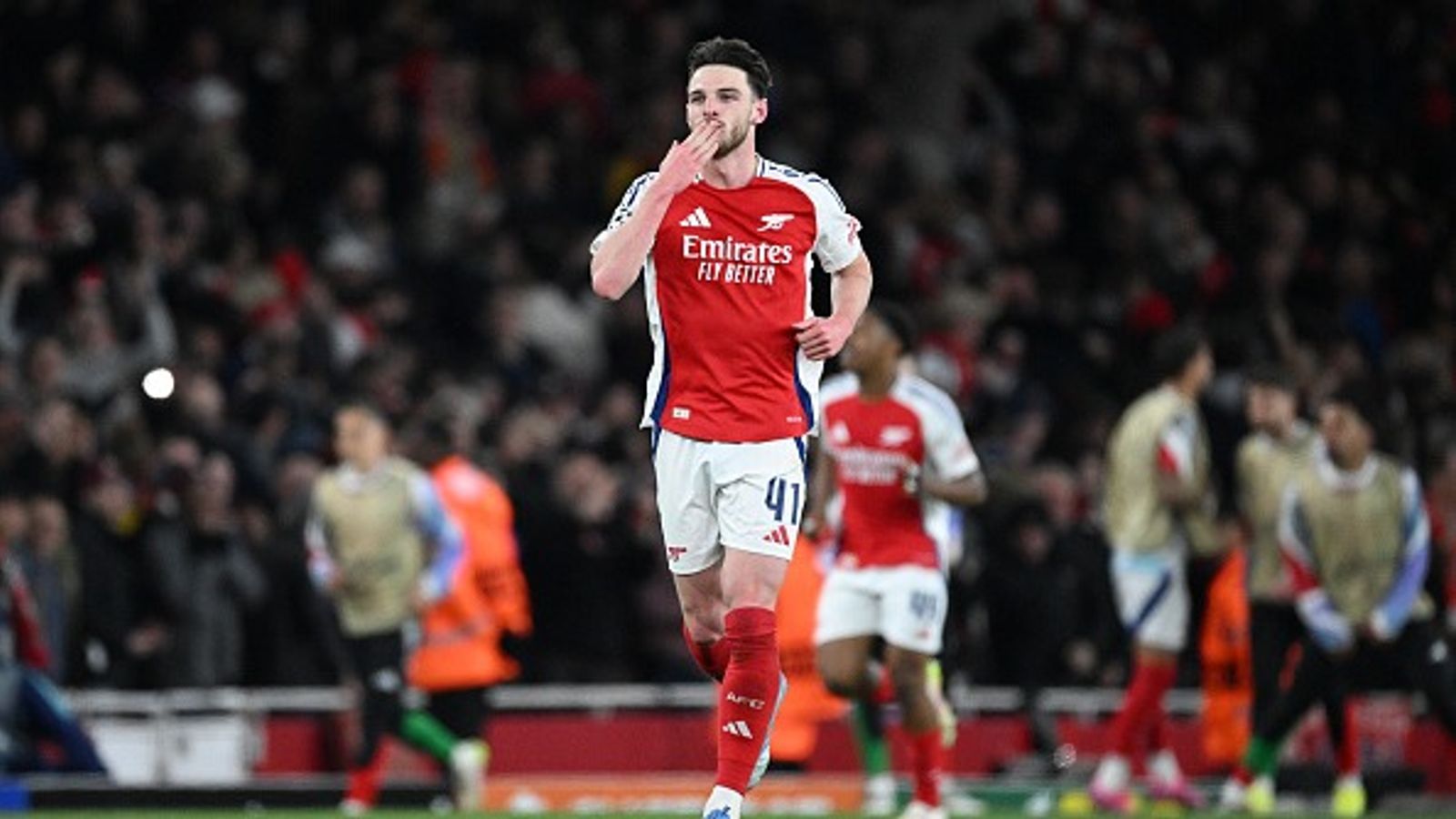 UEFA Champions League: Full Schedule of Quarterfinal Leg 2 Fixtures Featuring Real Madrid, Arsenal, Bayern, Barcelona, PSG, Inter Milan, Dortmund, and Villa Declan Rice of Arsenal celebrates scoring his team's second goal