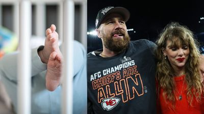 'Trav’s going to make a wonderful father, just like Jason': Travis Kelce's mother's Subtle comment fuels Baby speculation about Travis and Taylor Swift  Travis Kelce, Taylor Swift in the frame