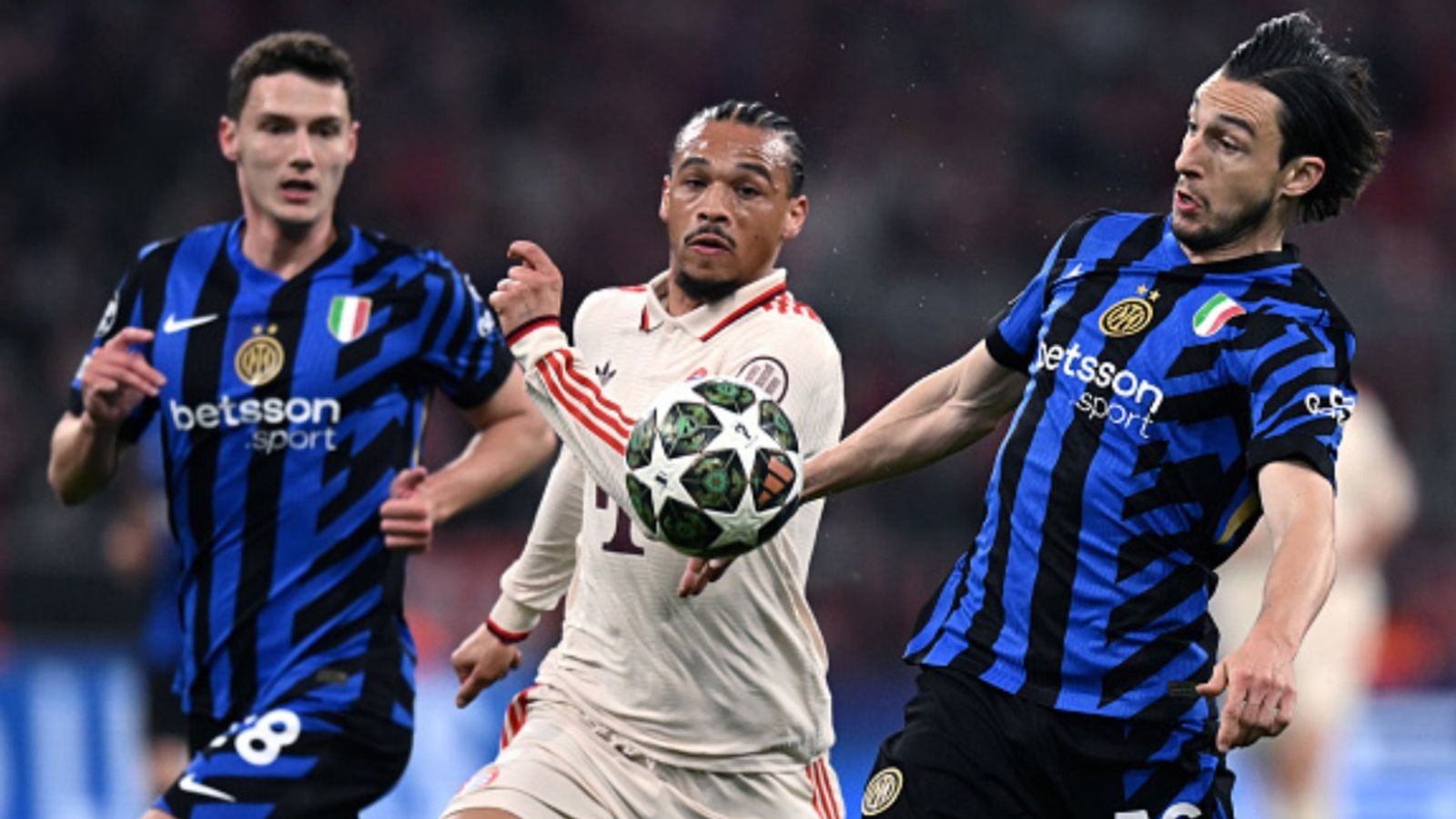 Inter Milan vs Bayern Munich Live Streaming: How to Watch the UEFA Champions League Quarterfinal Game in India, USA, UK, Saudi Arabia, and Australia? Matteo Darmian and Leroy Sane in the frame