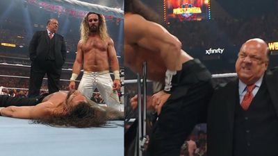 United States Restaurant bans Paul Heyman following Roman Reigns WrestleMania 41 betrayal Paul Heyman, Roman Reigns and Seth Rollins in WrestleMania 41