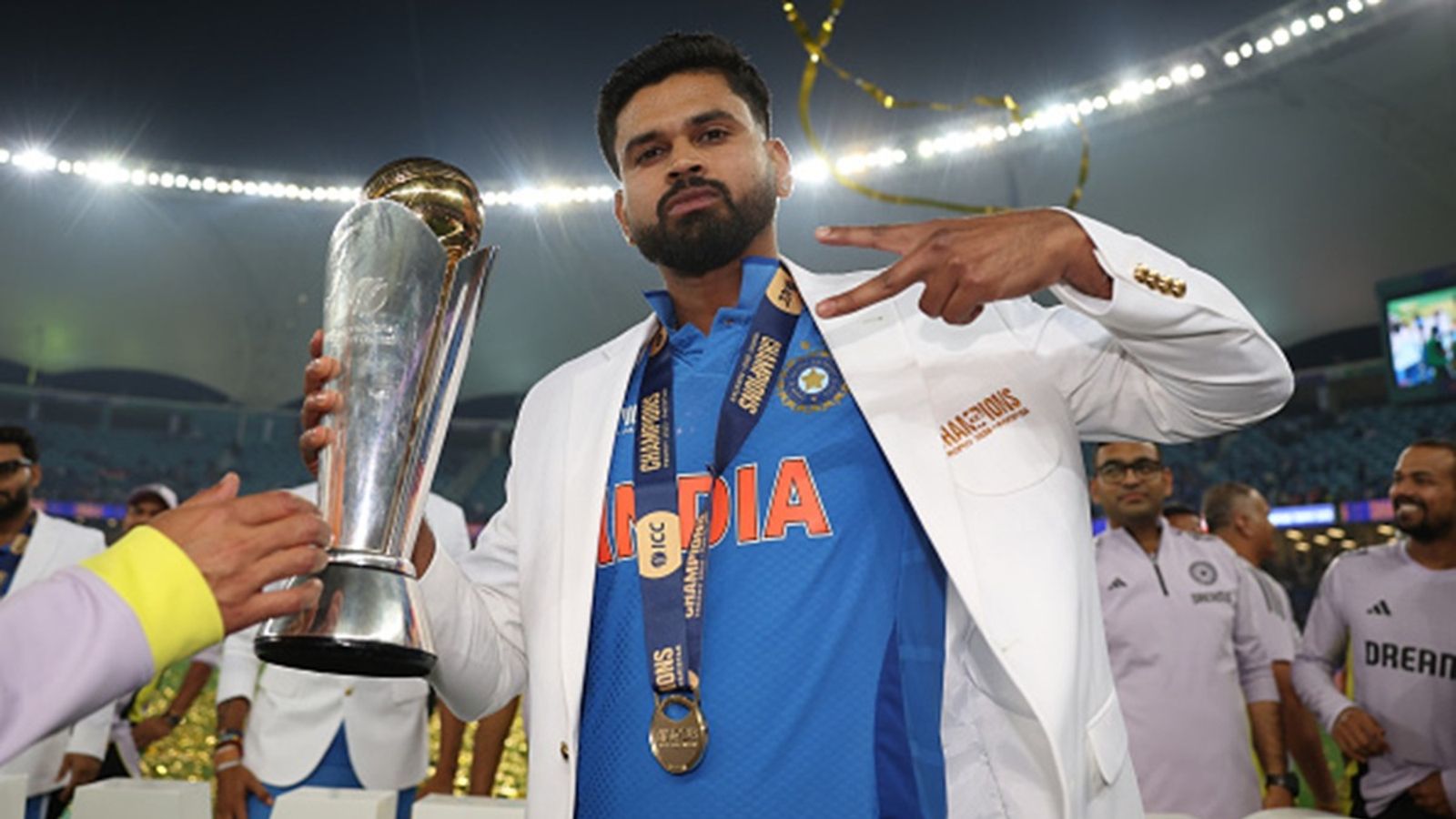 BCCI announces central contract for 34 players including few new faces, Shreyas Iyer and Ishan Kishan make a comeback Shreyas Iyer of India poses for a photo with the ICC Champions Trophy after winning the ICC Champions Trophy 2025 Final between India and New Zealand at Dubai International Stadium on March 09, 2025 in Dubai, United Arab Emirates.