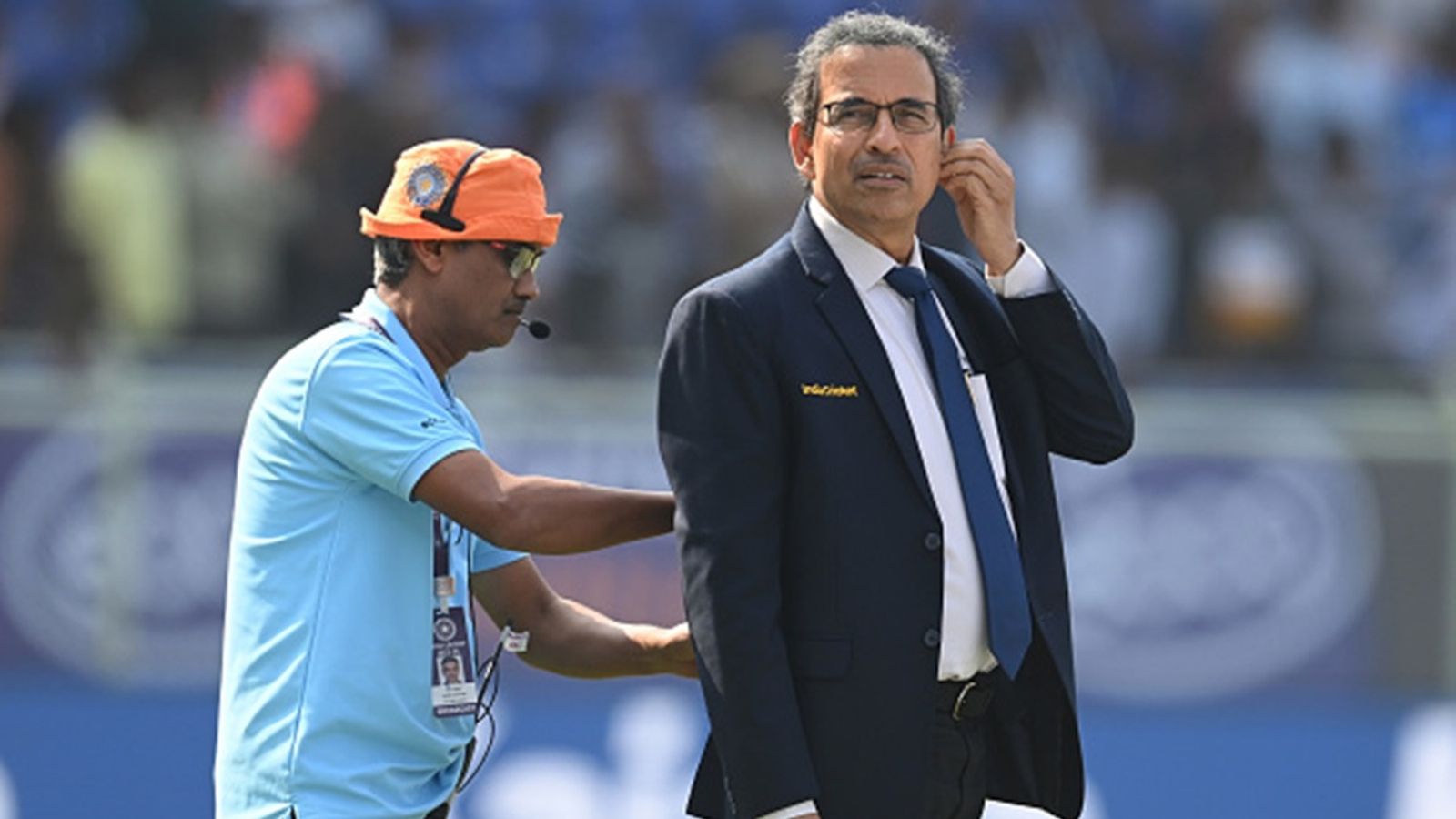 'There are some inappropriate conclusions being...': Harsha Bhogle breaks silence on reports of removal from commentary panel for criticising Eden Gardens pitch Harsha Bhogle gets ready for the presentations after India won the 2nd Test against England at ACA-VDCA Stadium on February 05, 2024 in Visakhapatnam, India.