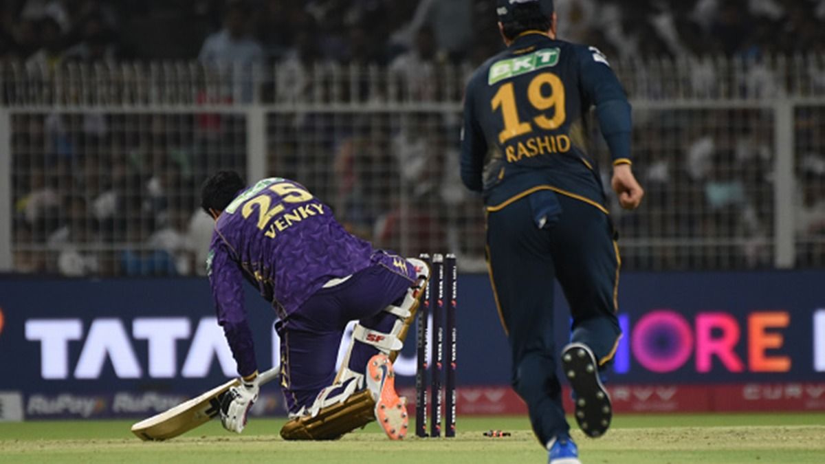 'They had 9 batters in the team... very, very strange innings': Australia's T20 World Cup-winning captain slams Venkatesh Iyer's knock in run chase vs GT Venkatesh Iyer falls down during the Indian Premier League (IPL) match between Kolkata Knight Riders and Gujarat Titans at the Eden Gardens in Kolkata, India, on April 21, 2025.