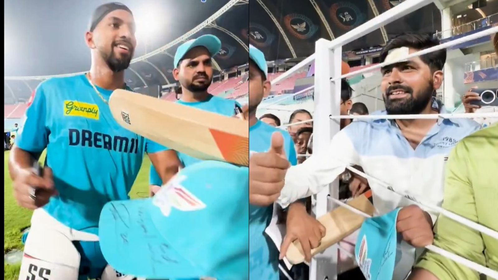 WATCH: Nicholas Pooran meets fan hit by his six, gives him a special gift ahead of LSG vs DC clash Nicholas Pooran with a fan