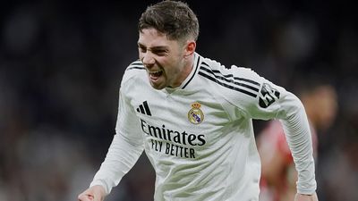 Real Madrid vs Getafe Live Streaming: How to watch the La Liga match in India, USA, UK, Spain, Saudi Arabia, and Australia? Federico Valverde of Real Madrid celebrates 1-0 during the LaLiga EA Sports match between Real Madrid v Athletic de Bilbao