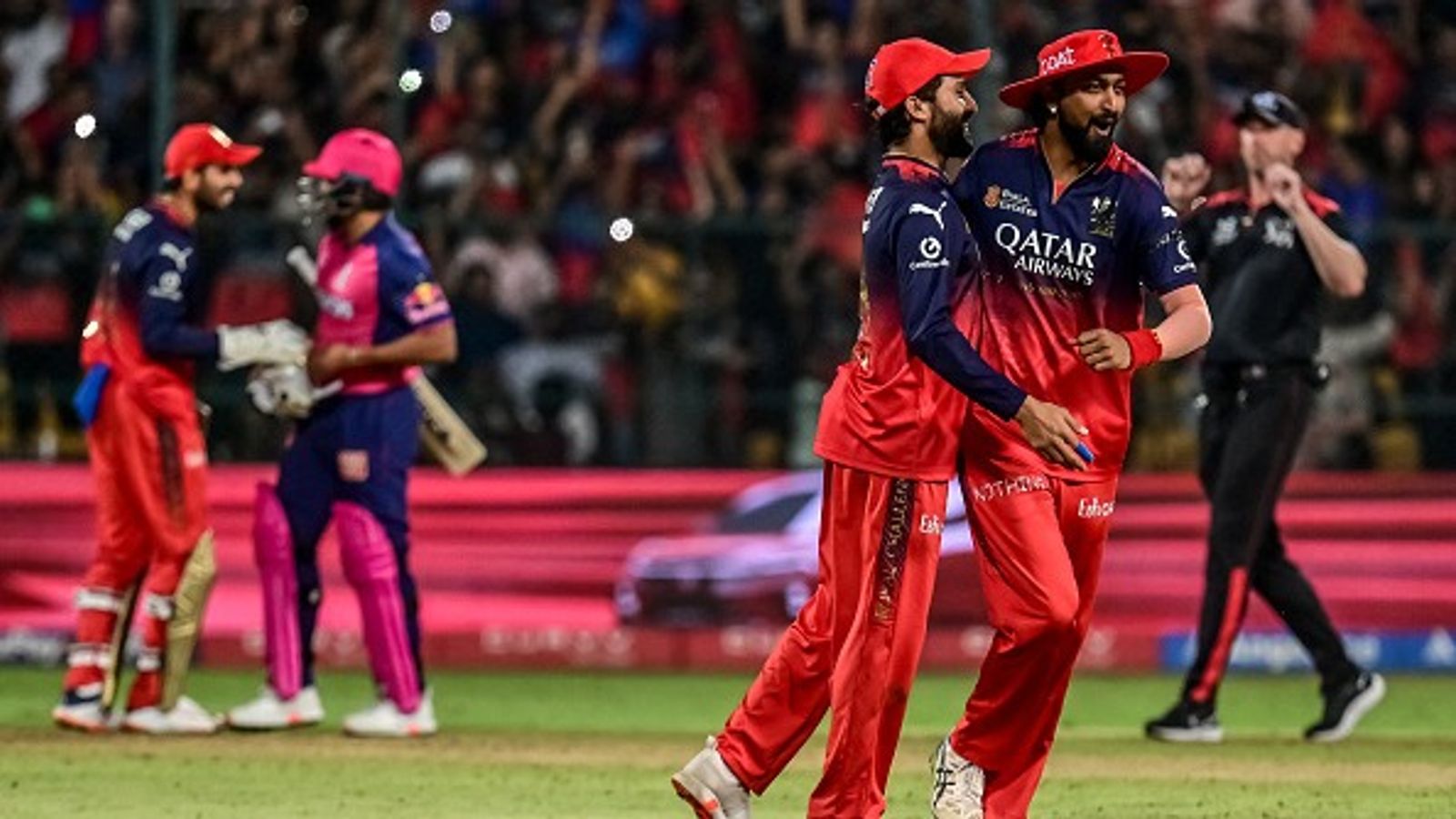 IPL 2025 Updated Points Table: RCB take massive leap in standings after breaking Chinnaswamy jinx, RR remain stagnant RCB's Krunal Pandya (R) and captain Rajat Patidar (2R) celebrate their team's against RR
