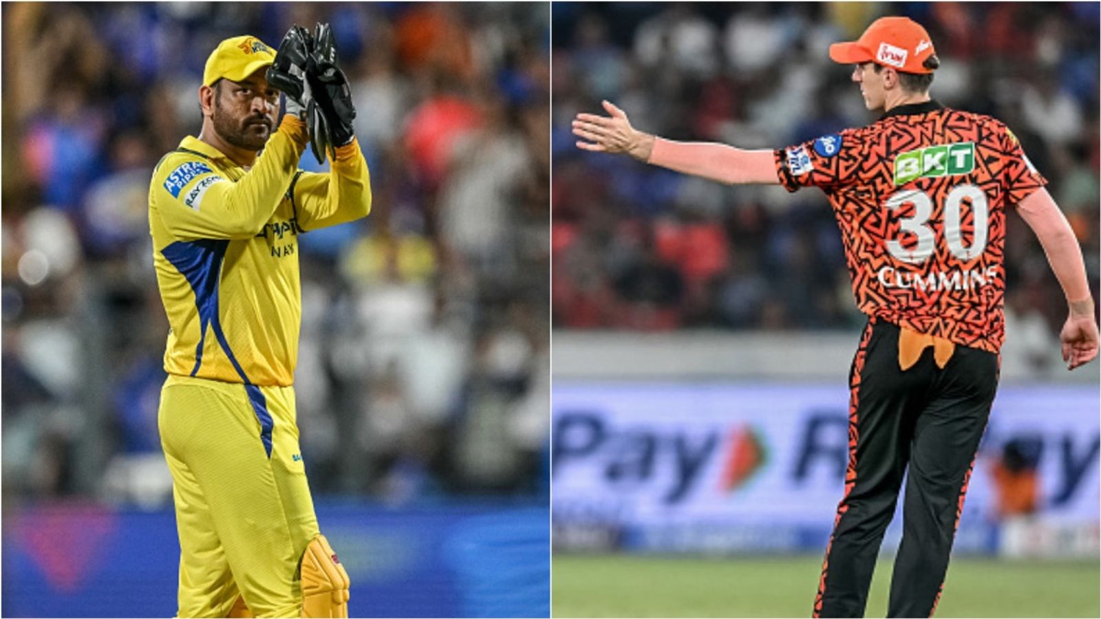 IPL 2025 CSK vs SRH Today Match Toss: Chennai put to bat first against Hyderabad in must-win clash, know playing XIs of both sides CSK captain MS Dhoni (L) and SRH skipper Pat Cummins in frame