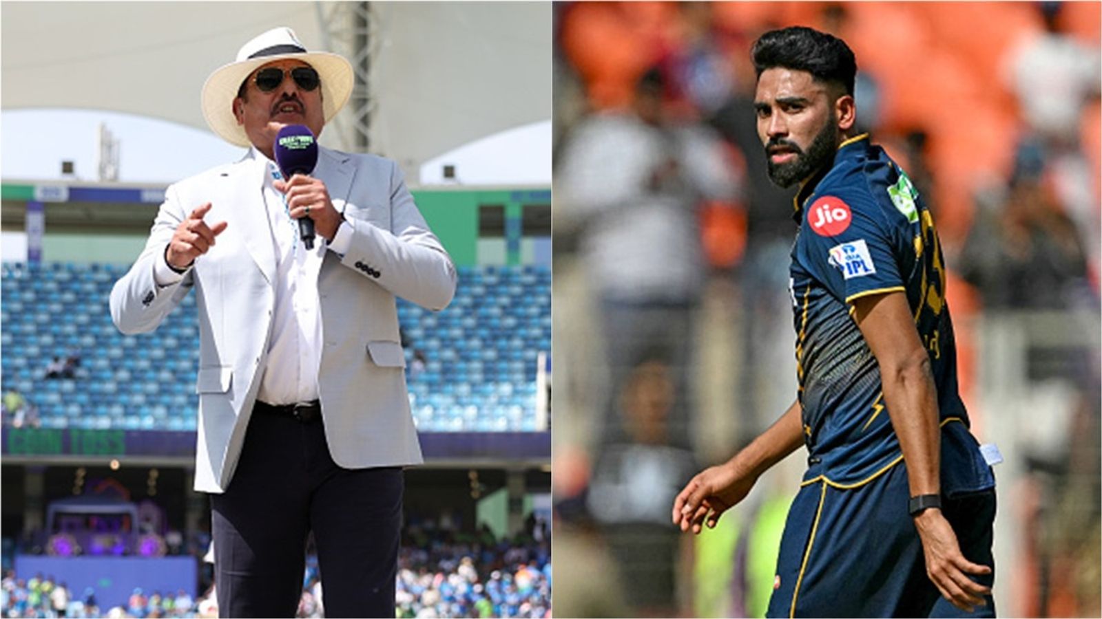 'I'm glad he was hurt after being put out...': Ravi Shastri on Mohammed Siraj facing snub for Champions Trophy 2025 squad Former India head coach Ravi Shastri; Gujarat Titans' Mohammed Siraj in action.