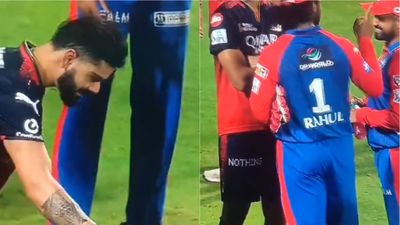 Virat Kohli mocks KL Rahul by imitating Kantara celebration but DC wicketkeeper points to stand named after RCB batter; watch viral video Virat Kohli, KL Rahul