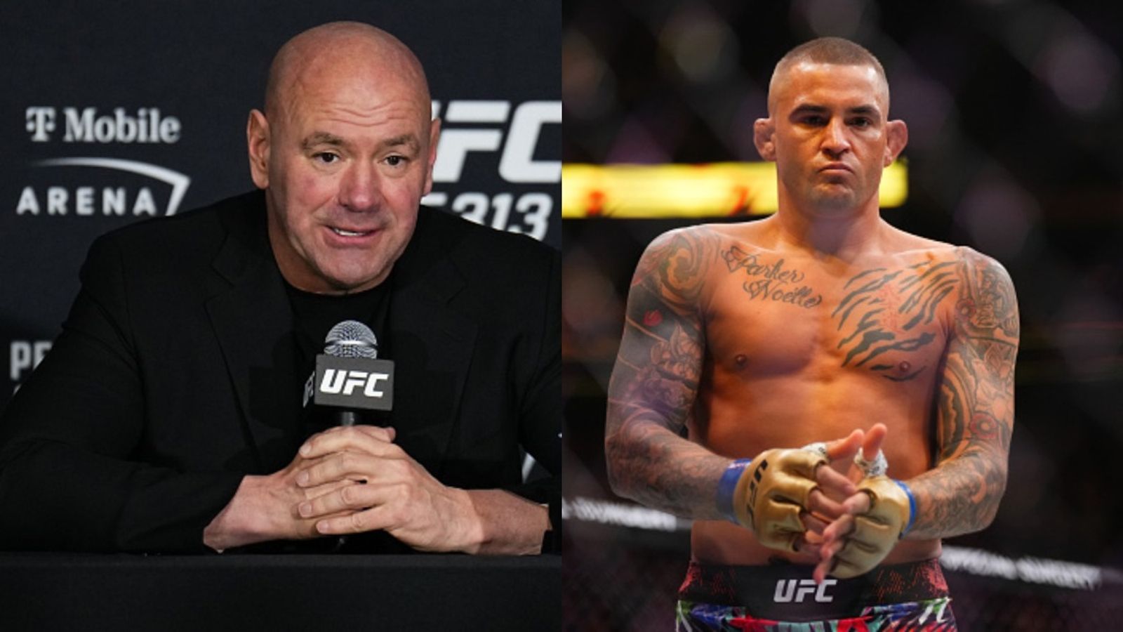 Dana White brushes aside Dustin Poirier's special request for his retirement fight Dana White and Dustin Poirier in the frame (via Getty)