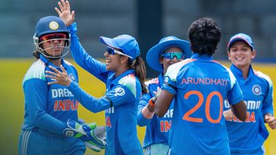 Women's Tri-Series: Pratika Rawal's 78 and Sneh Rana's five-wicket haul help India beat South Africa by 15 runs, notch two wins in a row Team India celebrating win against South Africa